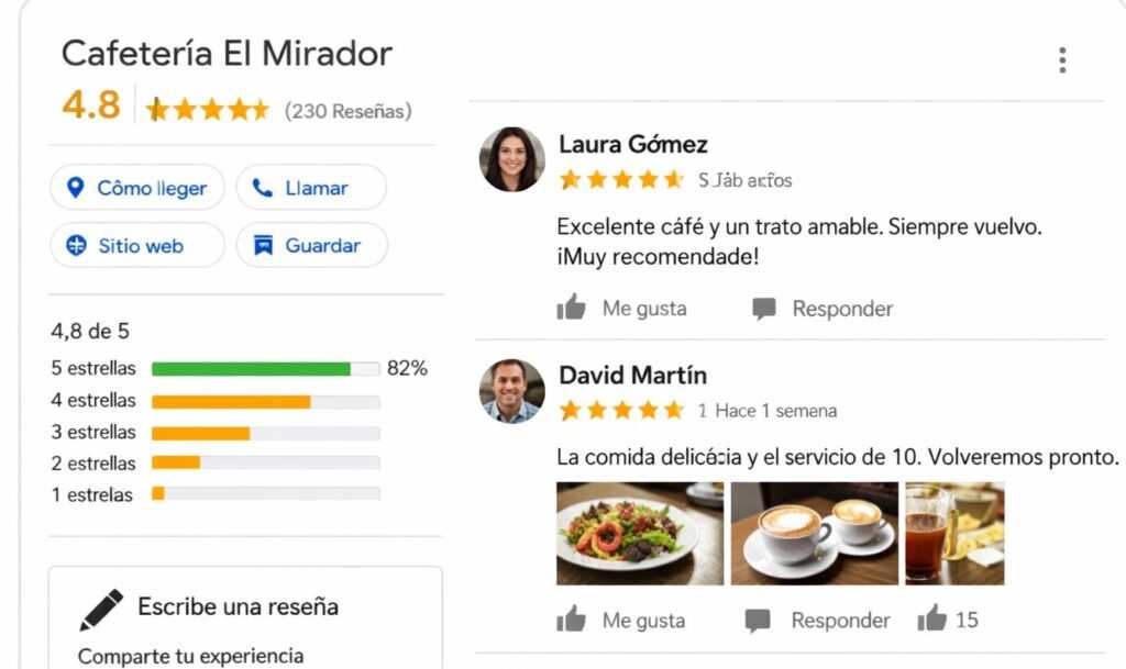 reseñas de clientes en ficha de Google